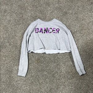 Gray Cropped Sweatshirt with Dancer Print